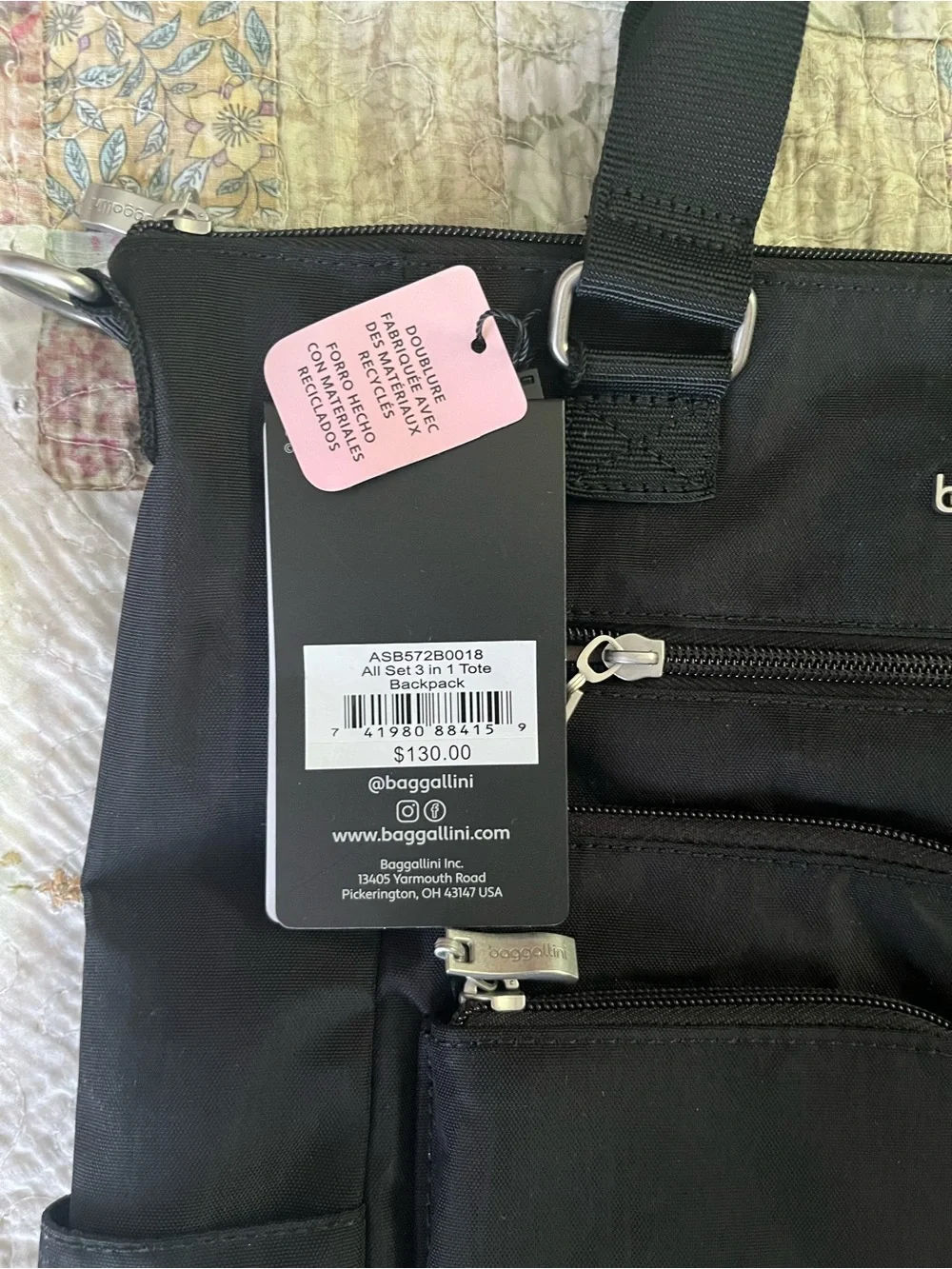 baggallini Black Tote Backpack - Versatile Carryall